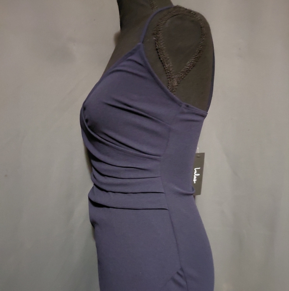 Lulus Sweetest Admirer Navy Blue Ruched Surplice Maxi Dress Size XS NWT - Picture 8 of 11